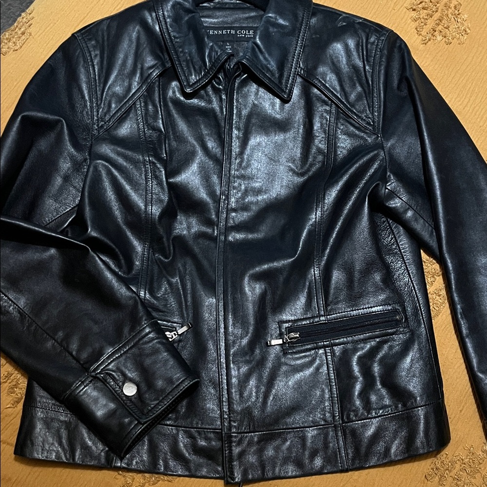 Kenneth Cole New York Black Leather Jacket - large